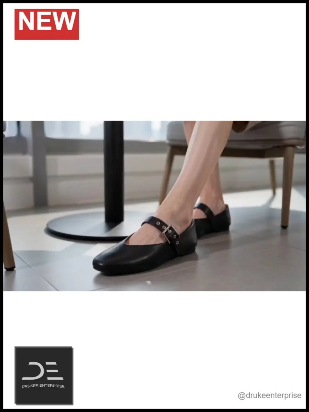 Women's Round Toe Mary Jane Flats with Adjustable Buckle Strap Slip On